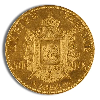 France Gold 50 Francs - Napoleon III (1855-1868) — reverse view
