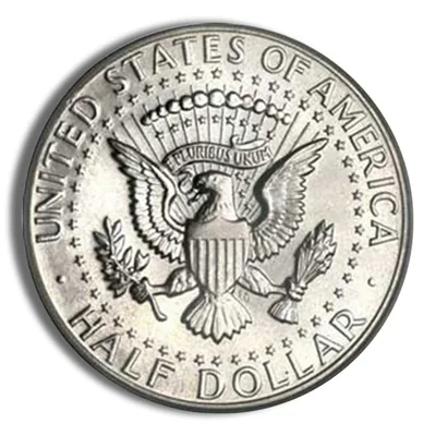 <body> FV 90% Silver 1964 Kennedy Half Dollars - AU — reverse view
