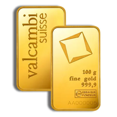 100 gram Gold Bar - Valcambi (Carded) — packaging view