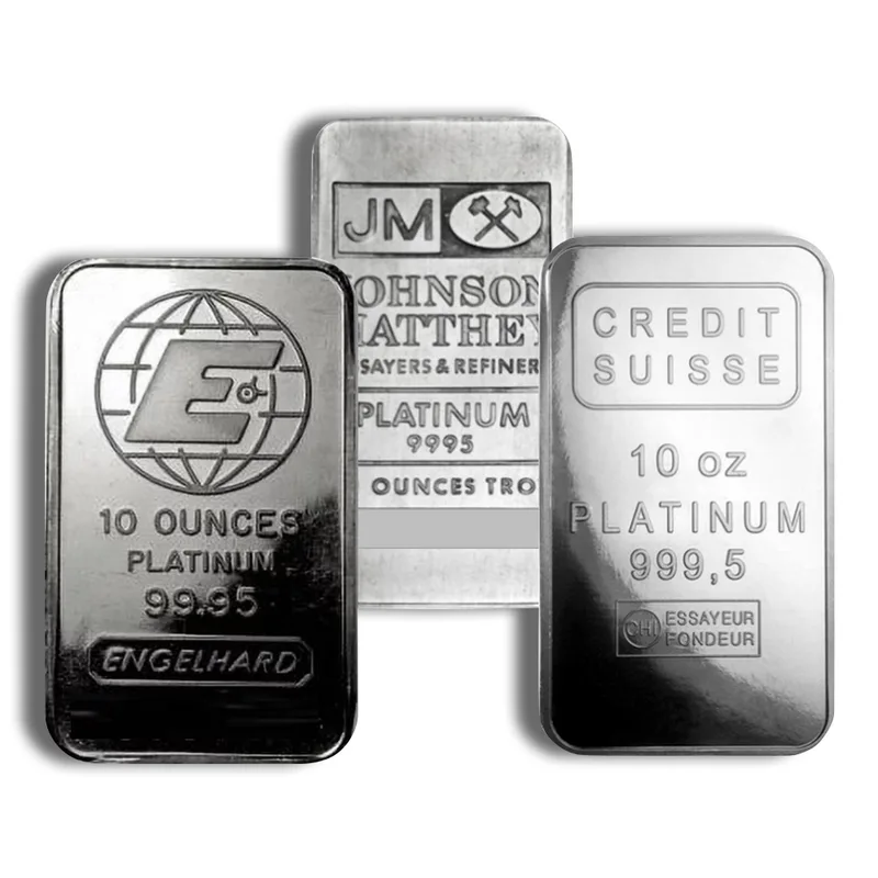 10 oz Platinum Bar - Brand Varies .999+ (No Card) — Platinum bullion from Standard Bullion