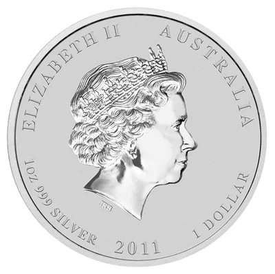 2011 1 oz Australia Silver Lunar Rabbit BU - Series II — reverse view
