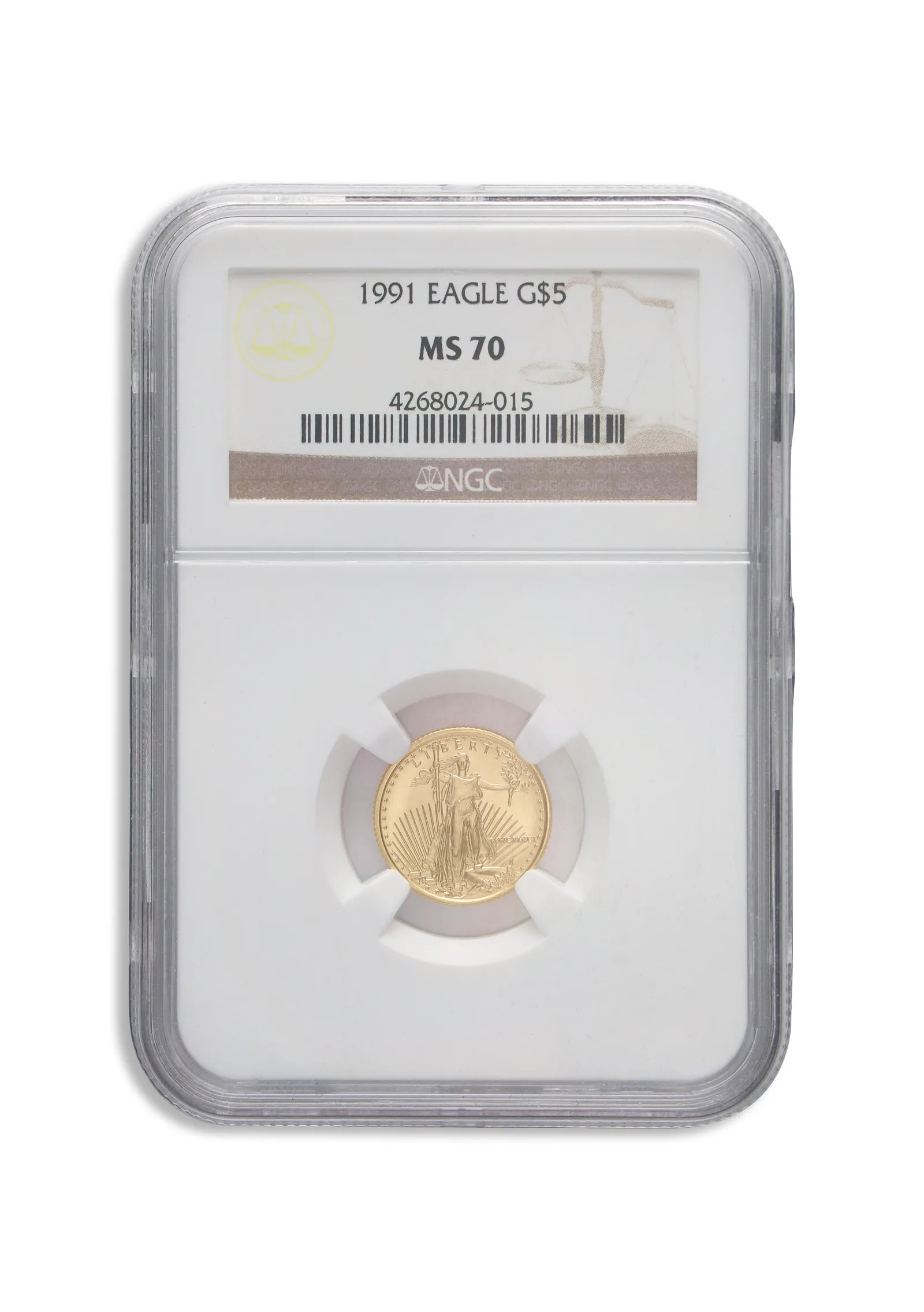 1991 1/10 oz Gold Eagle $5 NGC MS70 — Gold bullion from Standard Bullion