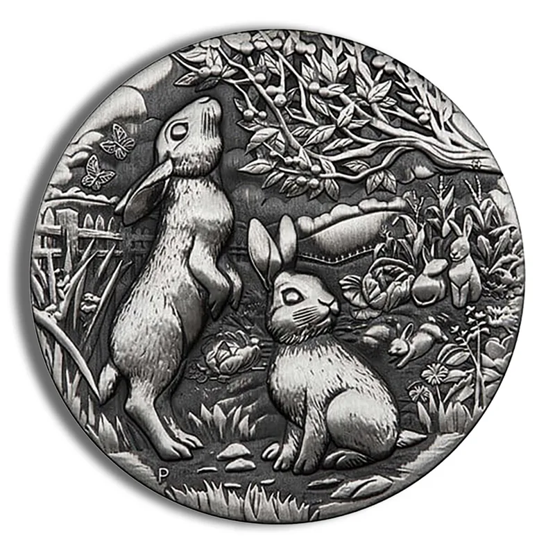 2023 2 oz Australia Silver Lunar Rabbit BU - Series III - Antiqued — Silver bullion from Standard Bullion