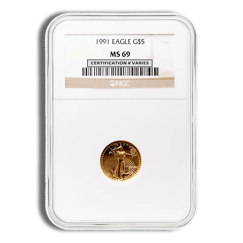 1991 1/10 oz Gold Eagle $5 NGC MS69 — Gold bullion from Standard Bullion