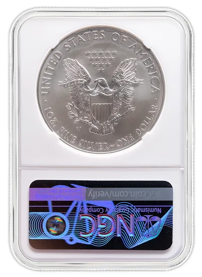 2015-W Burnished Silver Eagle NGC MS70 — reverse view