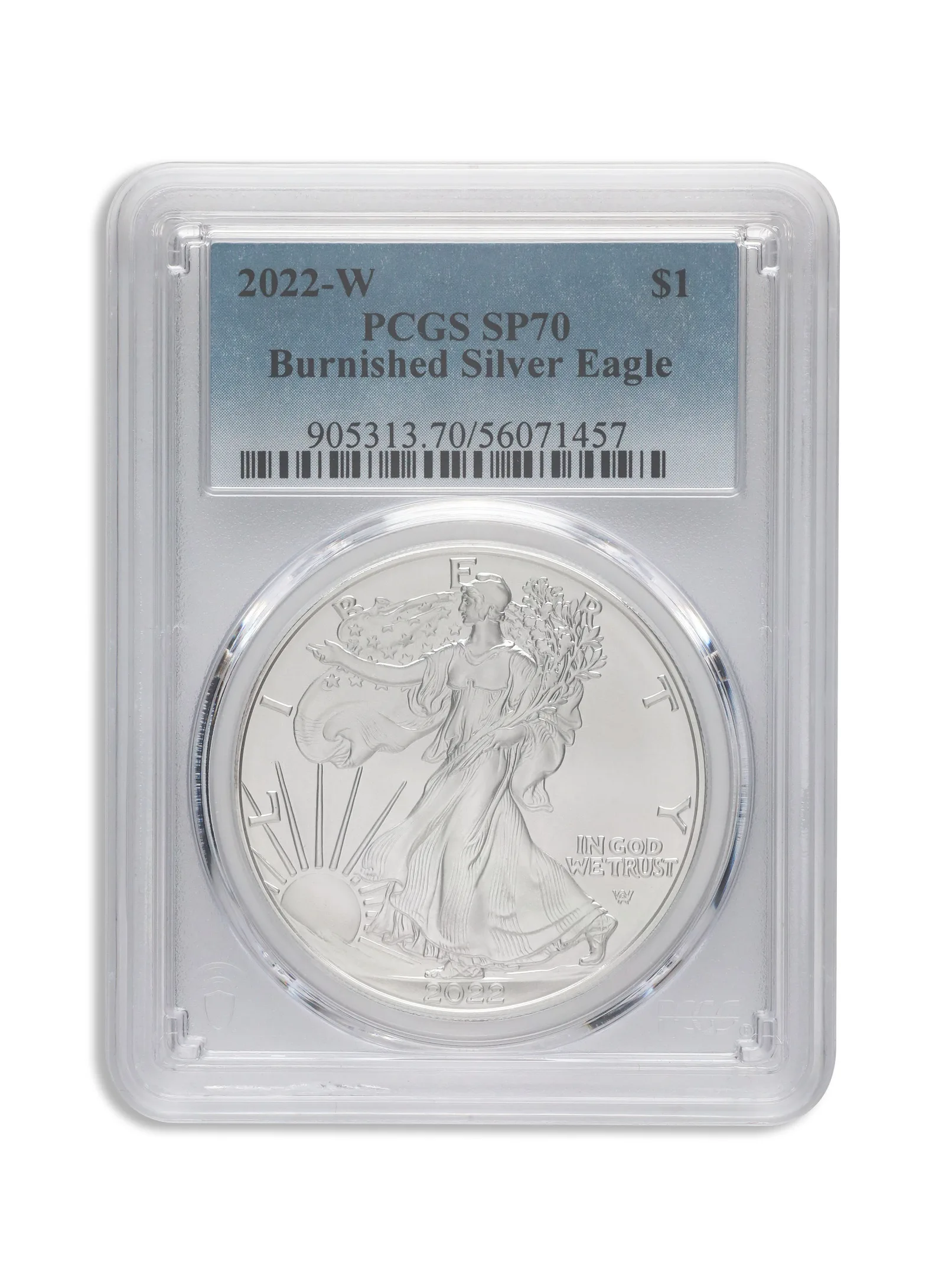 2022-W Burnished Silver Eagle PCGS SP70 — Silver bullion from Standard Bullion