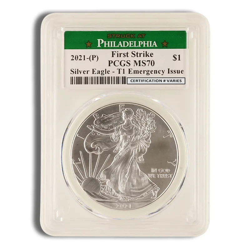 2021 (P) Silver Eagle PCGS MS70 First Strike — Silver bullion from Standard Bullion