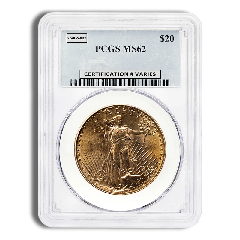 $20 Gold Saint-Gaudens Double Eagle - PCGS MS62 — Gold bullion from Standard Bullion