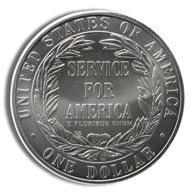 1996-S <body> Community Service Silver Commem - BU — reverse view