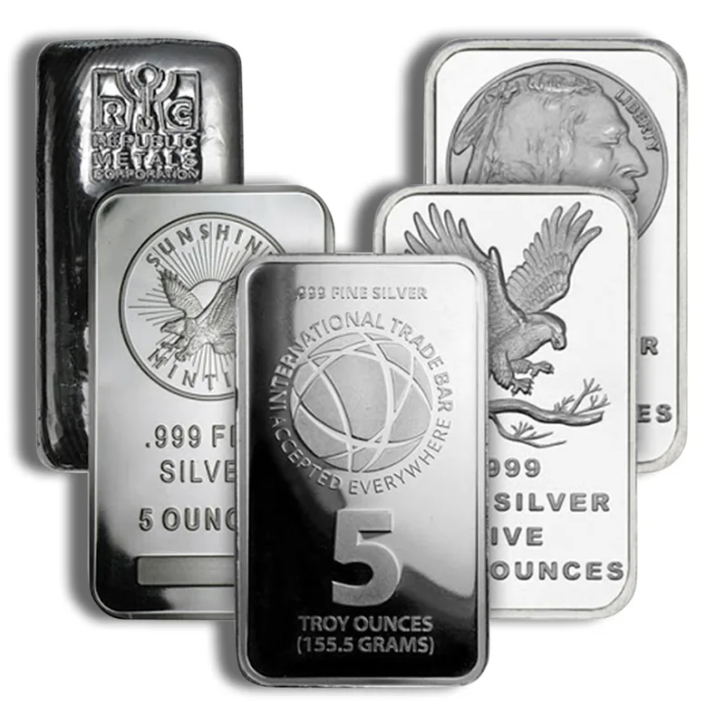 5 oz Silver Bar - Brand Varies — Silver bullion from Standard Bullion