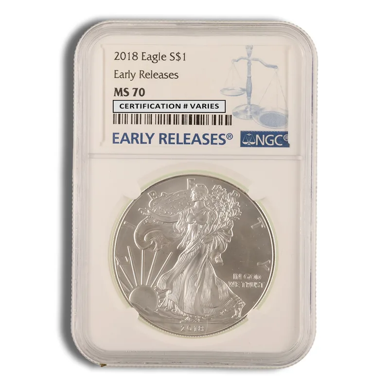 2018 Silver Eagle NGC MS70 Early Releases — Silver bullion from Standard Bullion