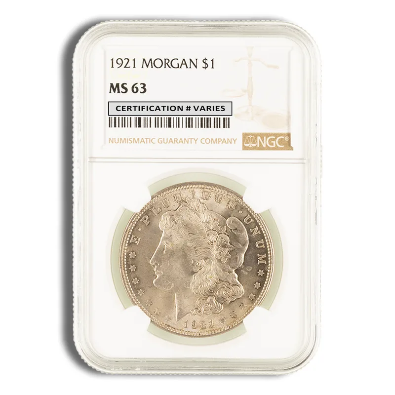 1921 Morgan Dollar - NGC MS63 (Toned) — Silver bullion from Standard Bullion