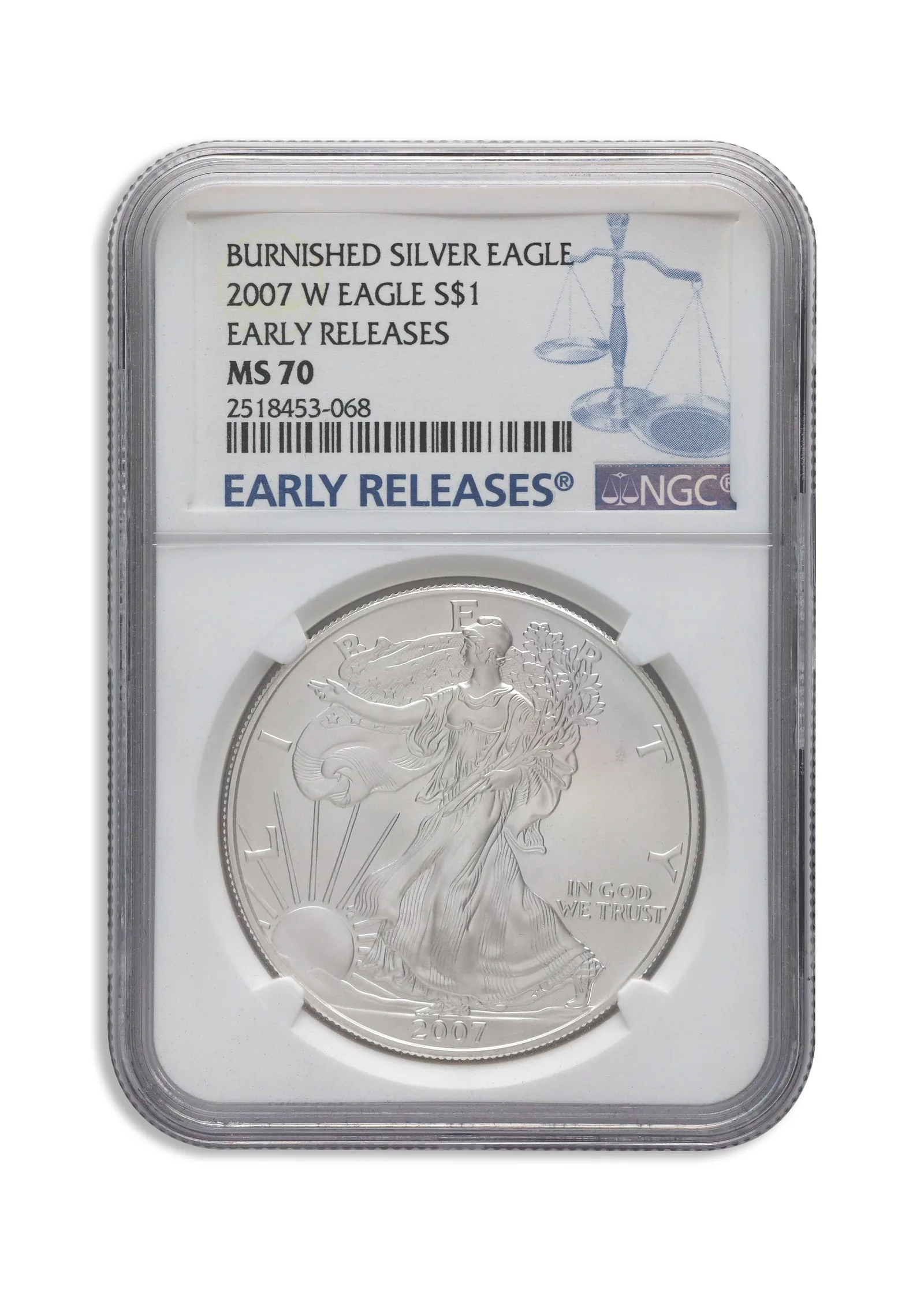2007-W Burnished Silver Eagle NGC MS70 ER — Silver bullion from Standard Bullion