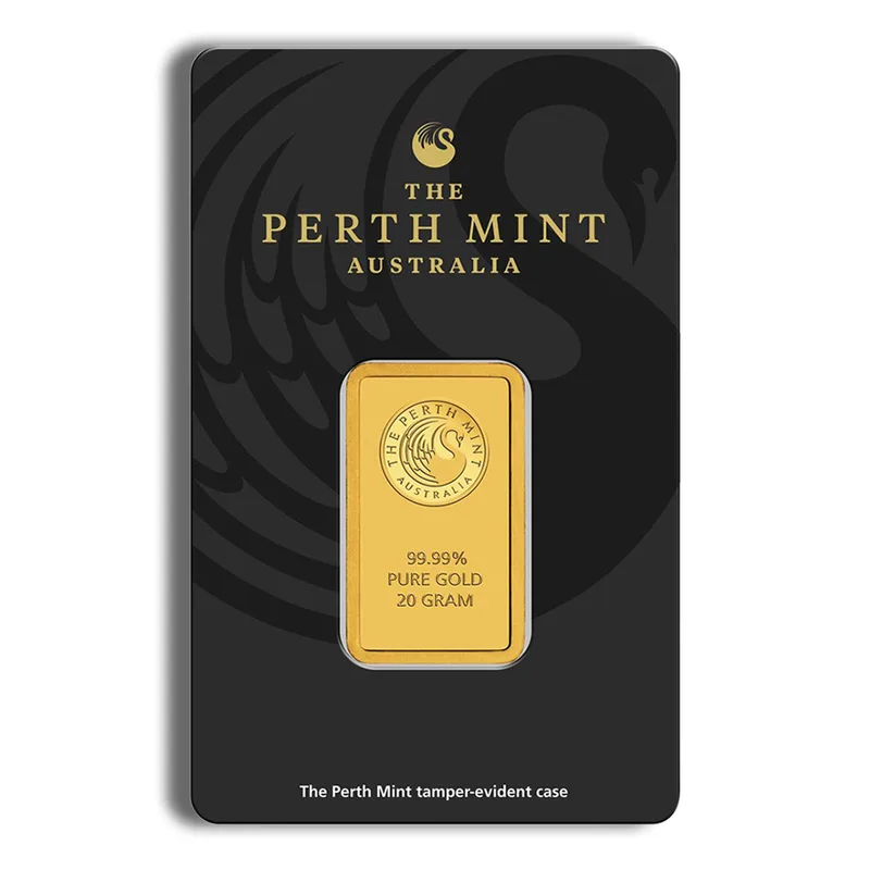 20 gram Gold Bar - Perth Mint (Carded) — Gold bullion from Standard Bullion