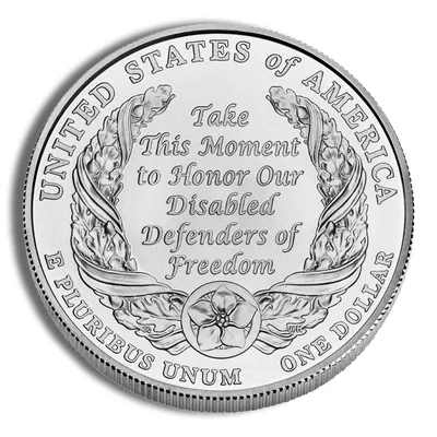 2010-W <body> Disabled Veterans Silver Commem - BU — reverse view
