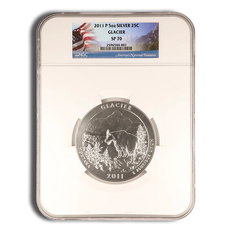 2011-P 5 oz ATB Glacier Silver Coin NGC SP70 — Silver bullion from Standard Bullion