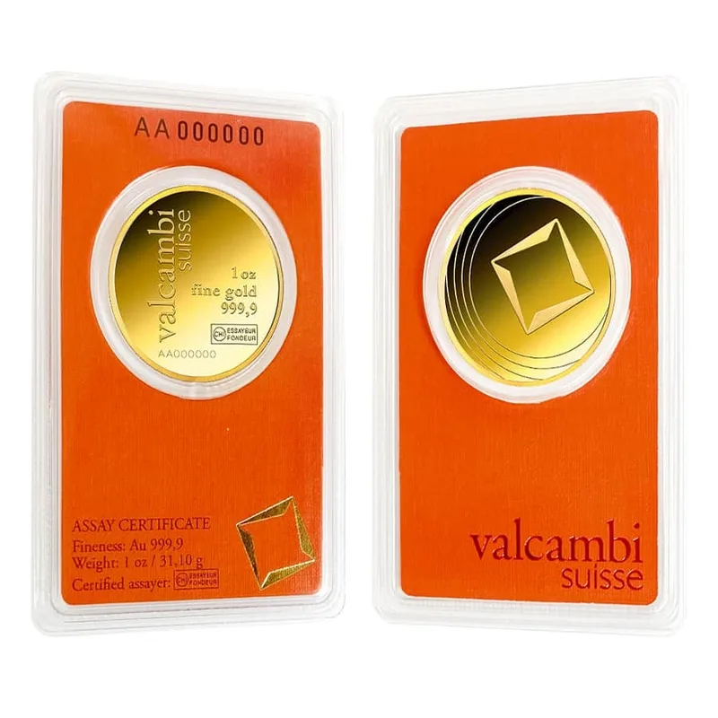 1 oz Gold Round - Valcambi (Carded) — Gold bullion from Standard Bullion