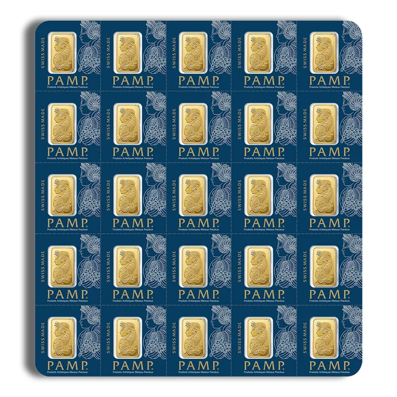 25 x 1 g Gold Bar - PAMP Multigram Gold Bar (Carded) — Gold bullion from Standard Bullion