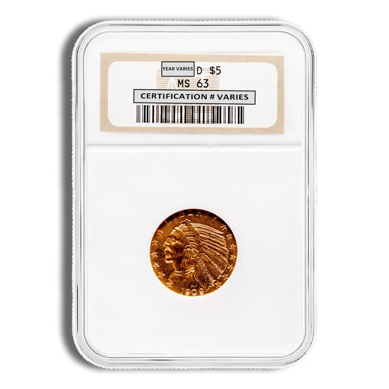 $5 Gold Indian Half Eagle - NGC MS63 — Gold bullion from Standard Bullion