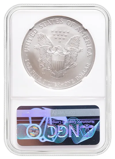 2006-W Burnished Silver Eagle NGC MS70 — reverse view