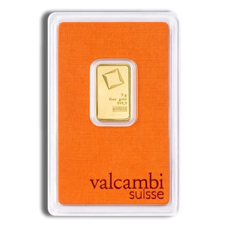 5 gram Gold Bar - Valcambi (Carded) — Gold bullion from Standard Bullion