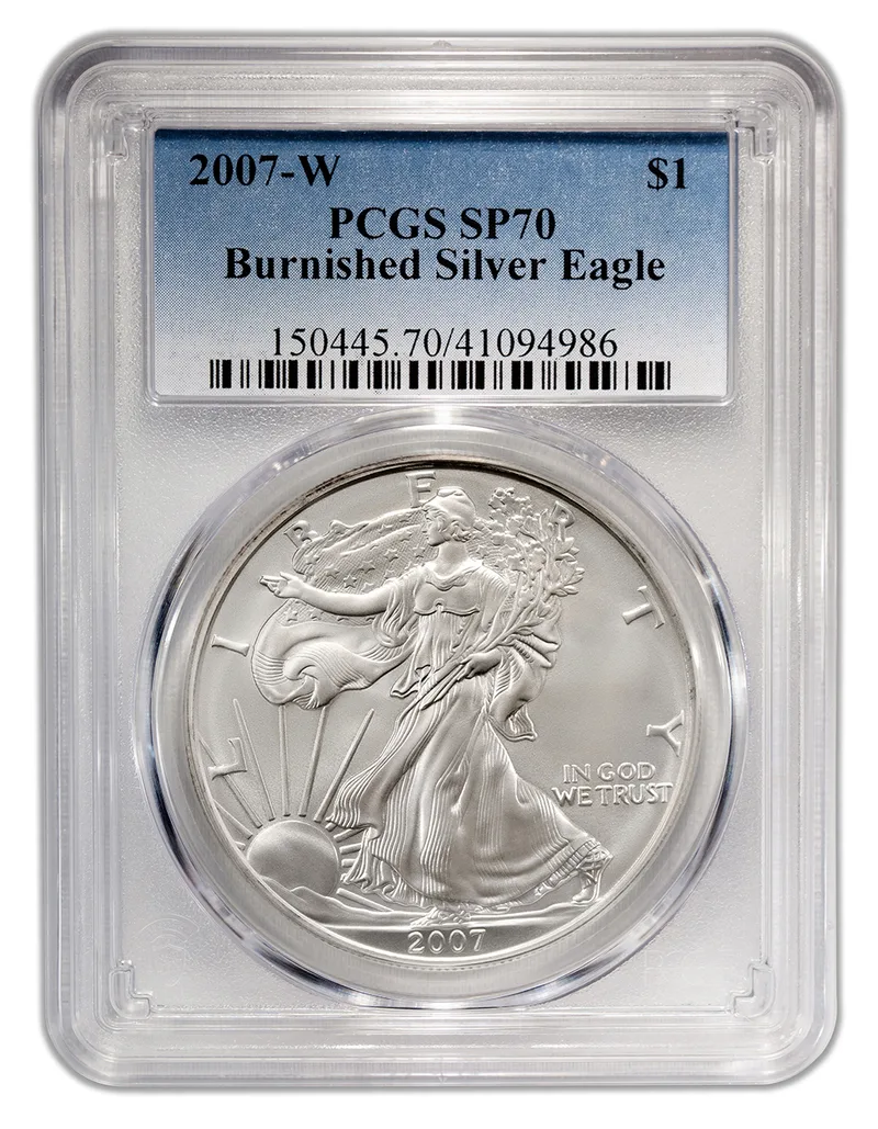 2007-W Burnished Silver Eagle PCGS SP70 — Silver bullion from Standard Bullion