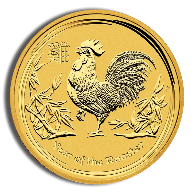 2017 2 oz Australia Gold Lunar Rooster BU - Series II — Gold bullion from Standard Bullion
