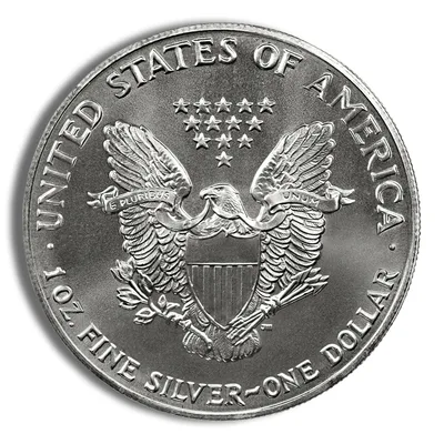 1992 Silver American Eagle - BU — reverse view