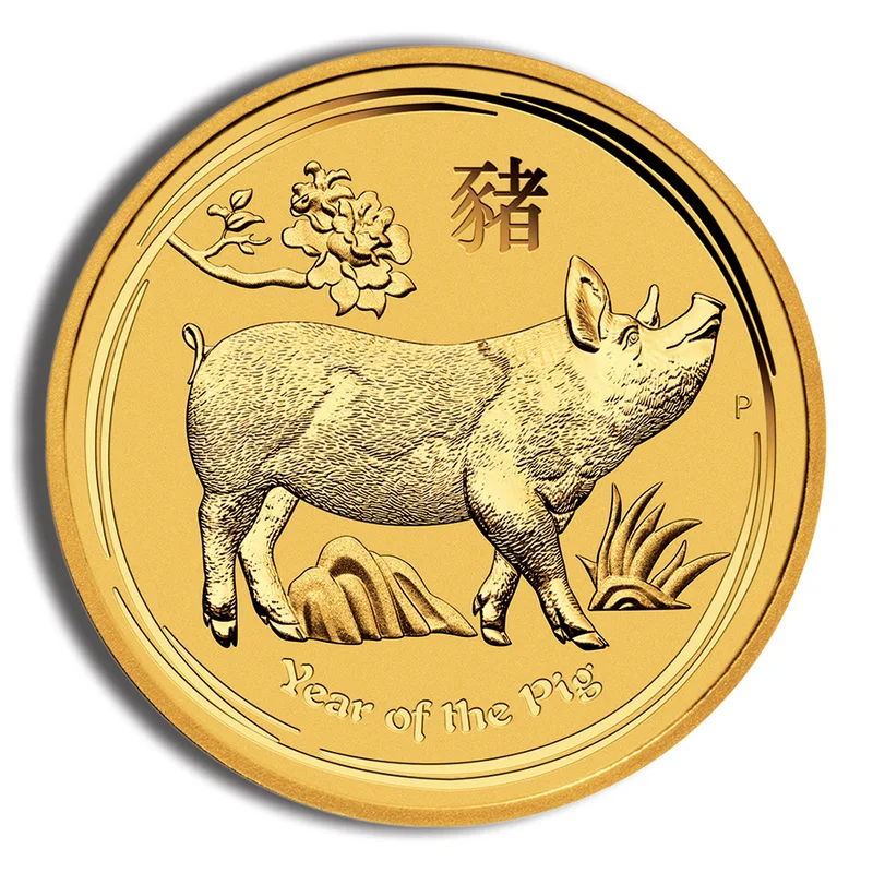 2019 2 oz Australia Gold Lunar Pig BU - Series II — Gold bullion from Standard Bullion