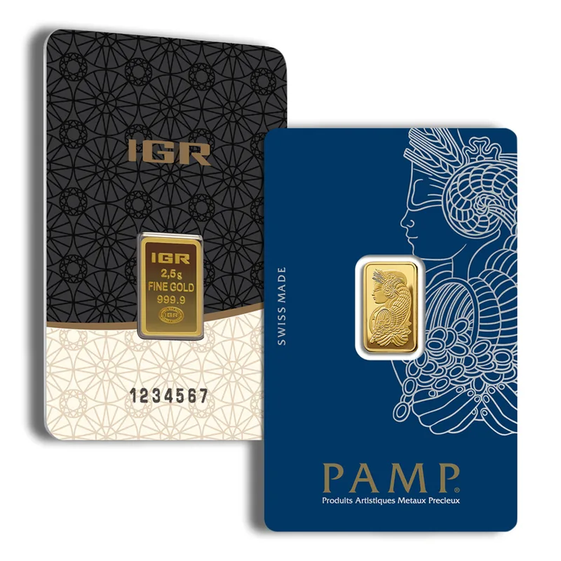 2.5 gram Gold Bar - Brand Varies (Carded) — Gold bullion from Standard Bullion