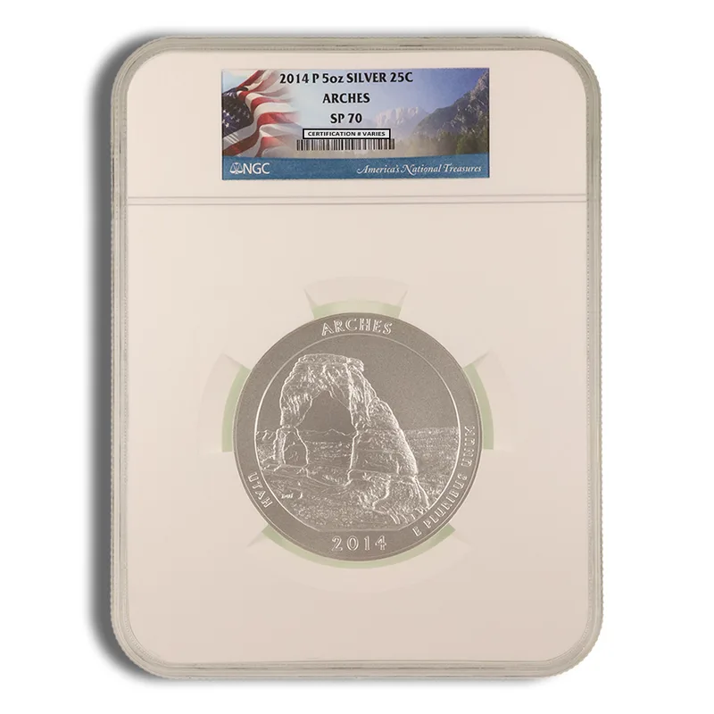 2014-P 5 oz ATB Arches Silver Coin NGC SP70 — Silver bullion from Standard Bullion