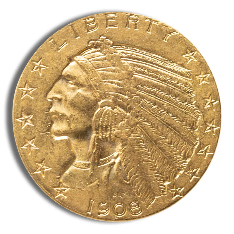 $5 Gold Indian Half Eagle - AU — Gold bullion from Standard Bullion