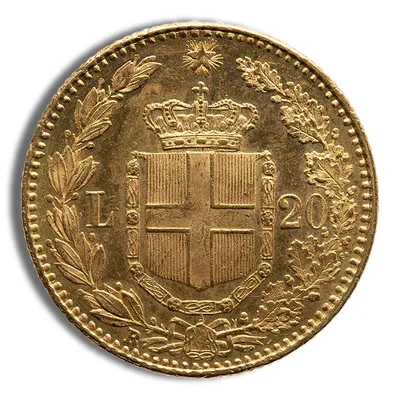 Italy 20 Lire Gold Coin — reverse view