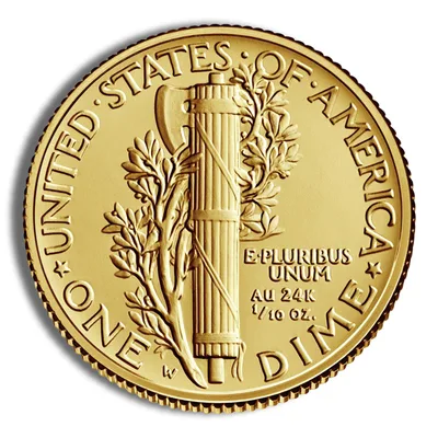 2016-W 1/10 oz Gold Mercury Dime Centennial Coin w/OGP — packaging view