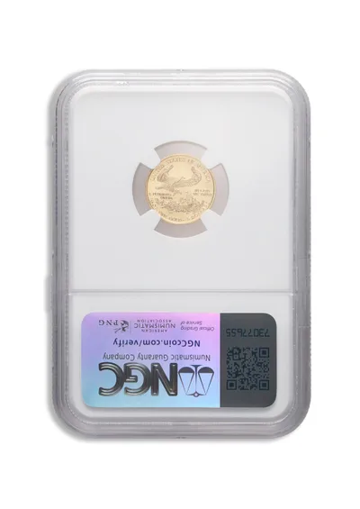 1996 1/10 oz Gold Eagle $5 NGC MS70 — reverse view