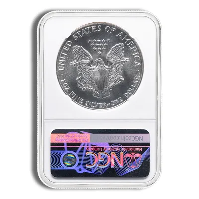 1987 Silver Eagle NGC MS70 — reverse view