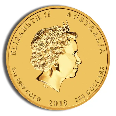 2018 2 oz Australia Gold Lunar Dog BU - Series II — reverse view