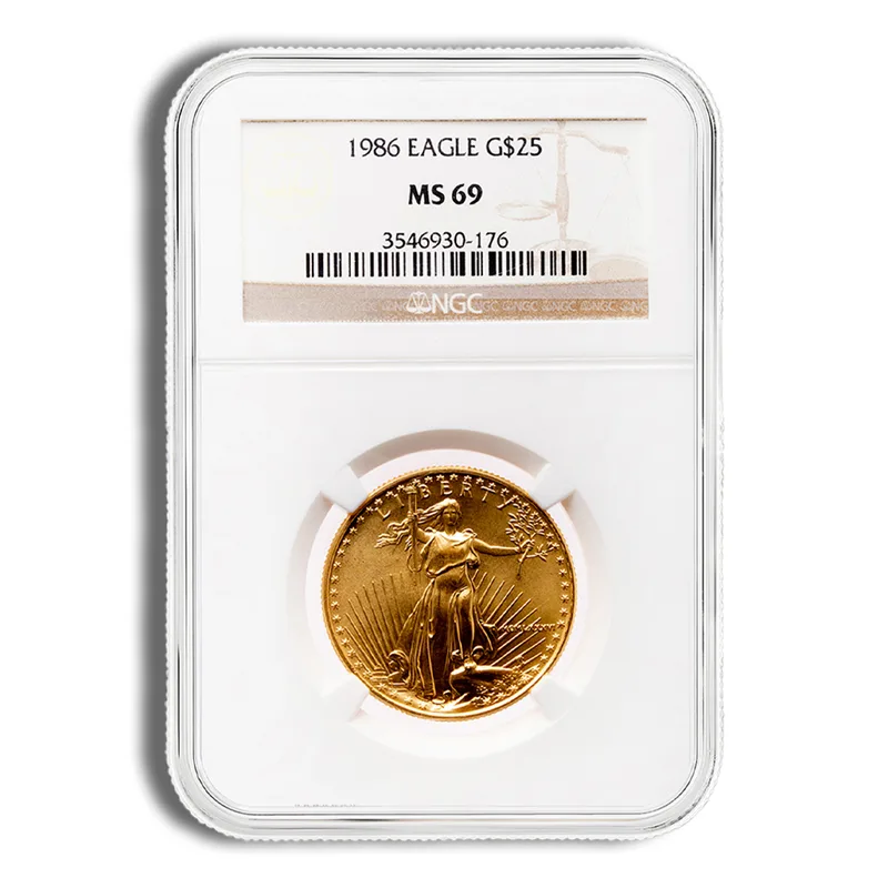 1986 1/2 oz Gold Eagle $25 NGC MS69 — Gold bullion from Standard Bullion