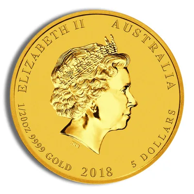 2018 1/20 oz Australia Gold Lunar Dog BU - Series II — reverse view