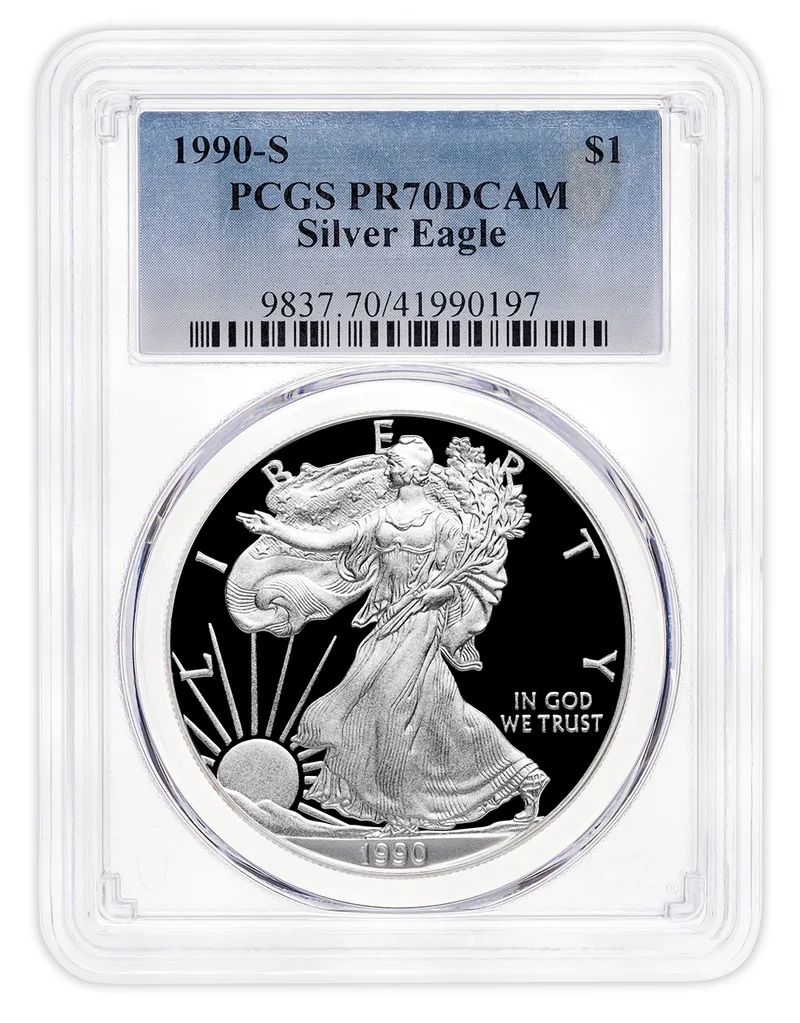 1990-S Proof Silver Eagle PCGS PR70 — Silver bullion from Standard Bullion