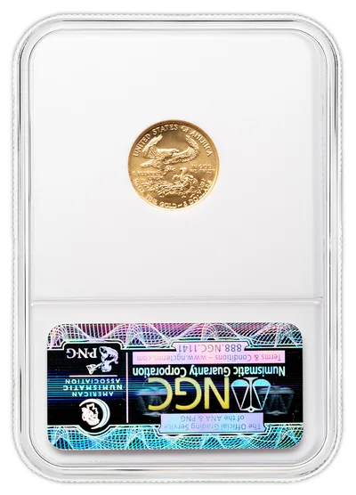 1991 1/10 oz Gold Eagle $5 NGC MS69 — reverse view