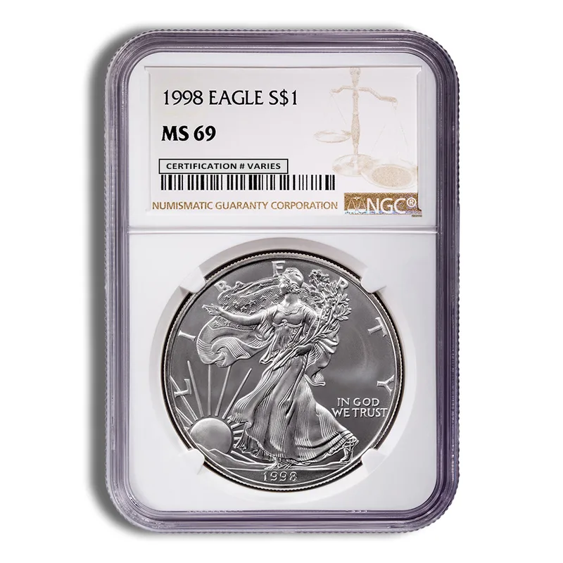 1998 Silver Eagle NGC MS69 — Silver bullion from Standard Bullion