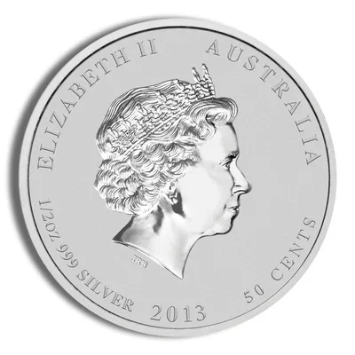 2013 1/2 oz Australia Silver Lunar Snake BU - Series II — reverse view