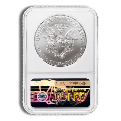 2014 Silver Eagle NGC MS70 — reverse view