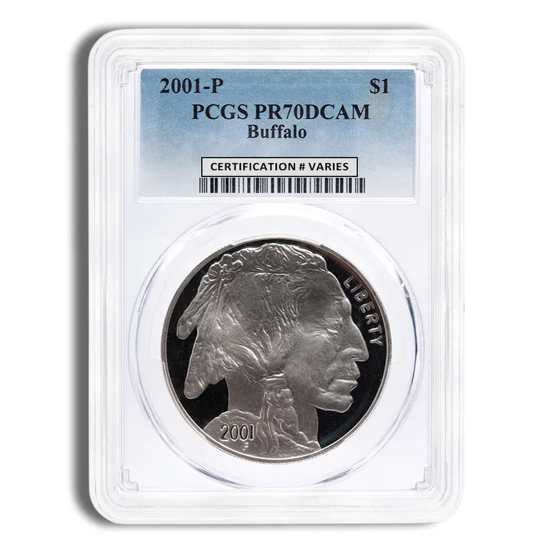 2001-P <body> Silver Buffalo Commem - PCGS PR70 — Silver bullion from Standard Bullion