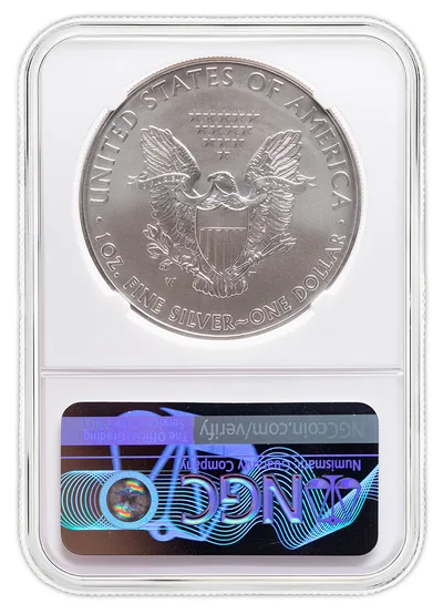 2014-W Burnished Silver Eagle NGC MS70 — reverse view