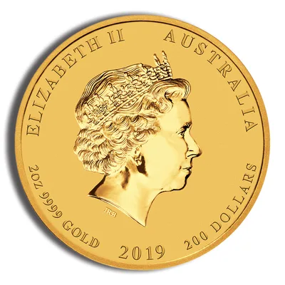2019 2 oz Australia Gold Lunar Pig BU - Series II — reverse view