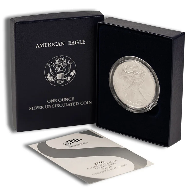 2008-W Burnished Silver Eagle with Box & COA — Silver bullion from Standard Bullion