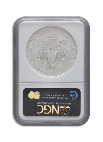 2008-W Burnished Silver Eagle NGC MS70 ER — reverse view