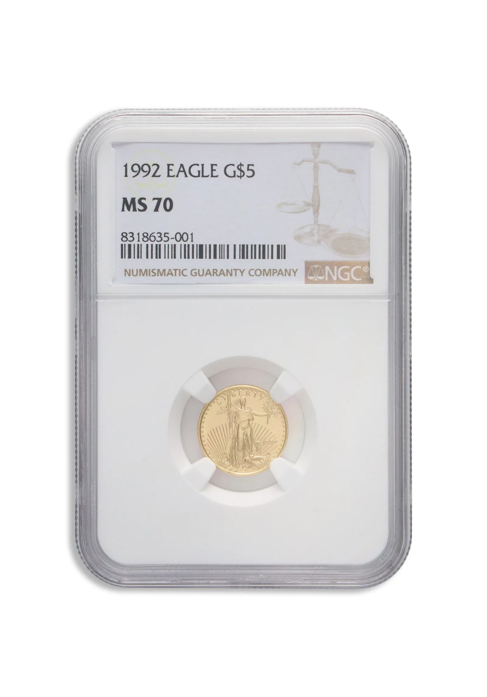 1992 1/10 oz Gold Eagle $5 NGC MS70 — Gold bullion from Standard Bullion